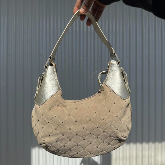 2000s suede studded shoulder bag - Picture 7 of 8